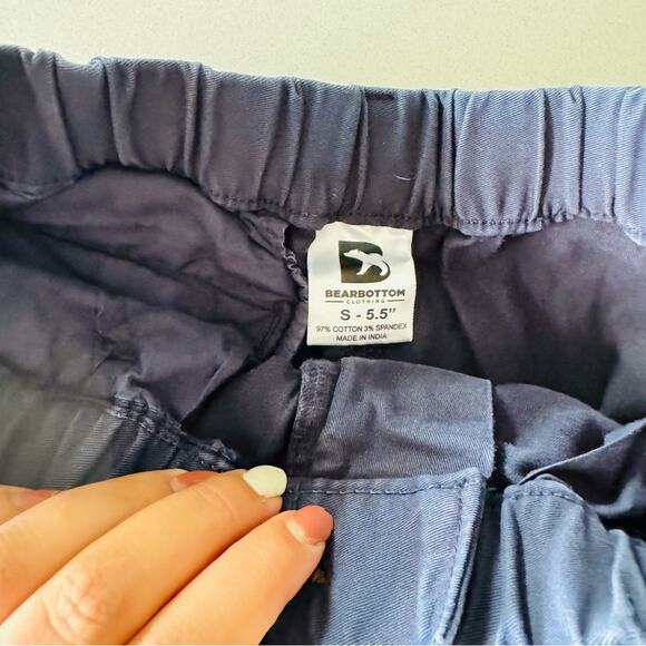 MENS BEARBOTTOM Navy Blue Solid Elastic Waist 5.5" Casual Flat Front Shorts S - Picture 5 of 11